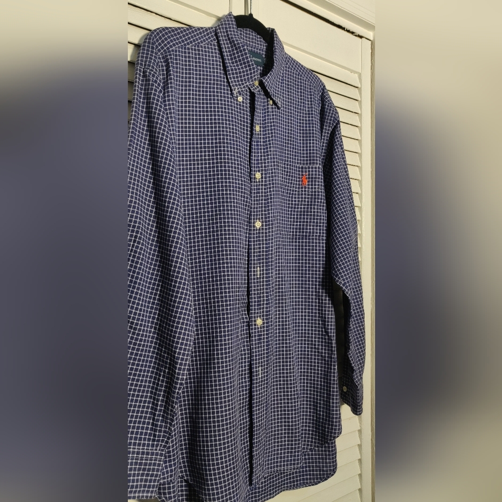 Ralph Lauren Blue Square Patterned Button Down - image 3